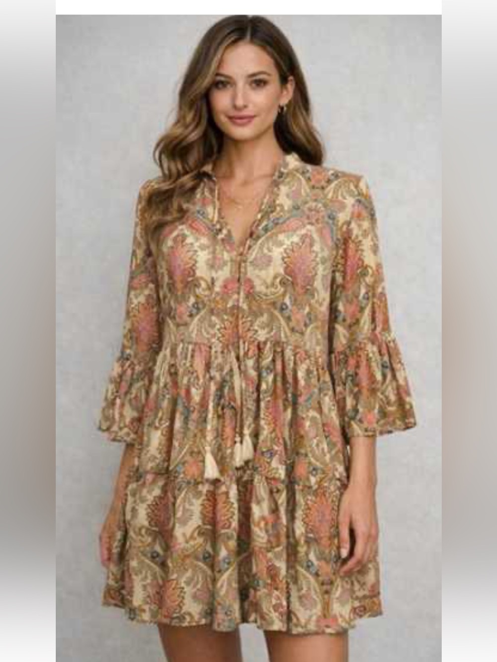 Paani long sleeve paisley dress Medium